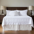 Belgian 100% Linen Bed Skirt with Classic 14 inch Tailored Drop Dust Ruffle, Easy Fit Breathable Premium Natural