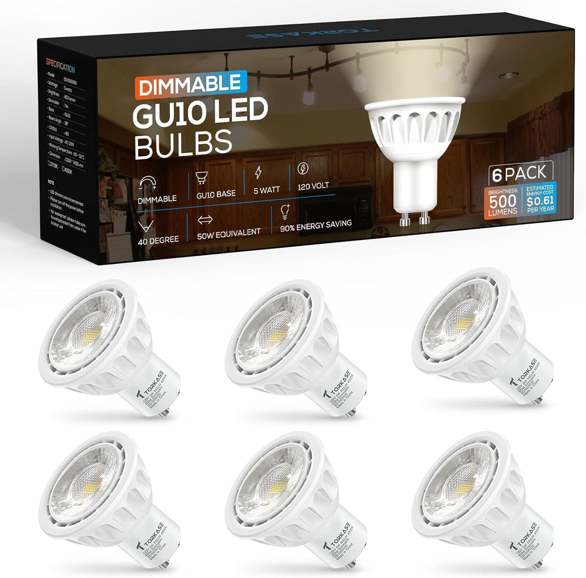 Dimmable MR16 LED Light Bulb,GU10 Base,120V,4000K Neutral White,5W(50W Halogen Replacement),500LM,40° Narrow Beam