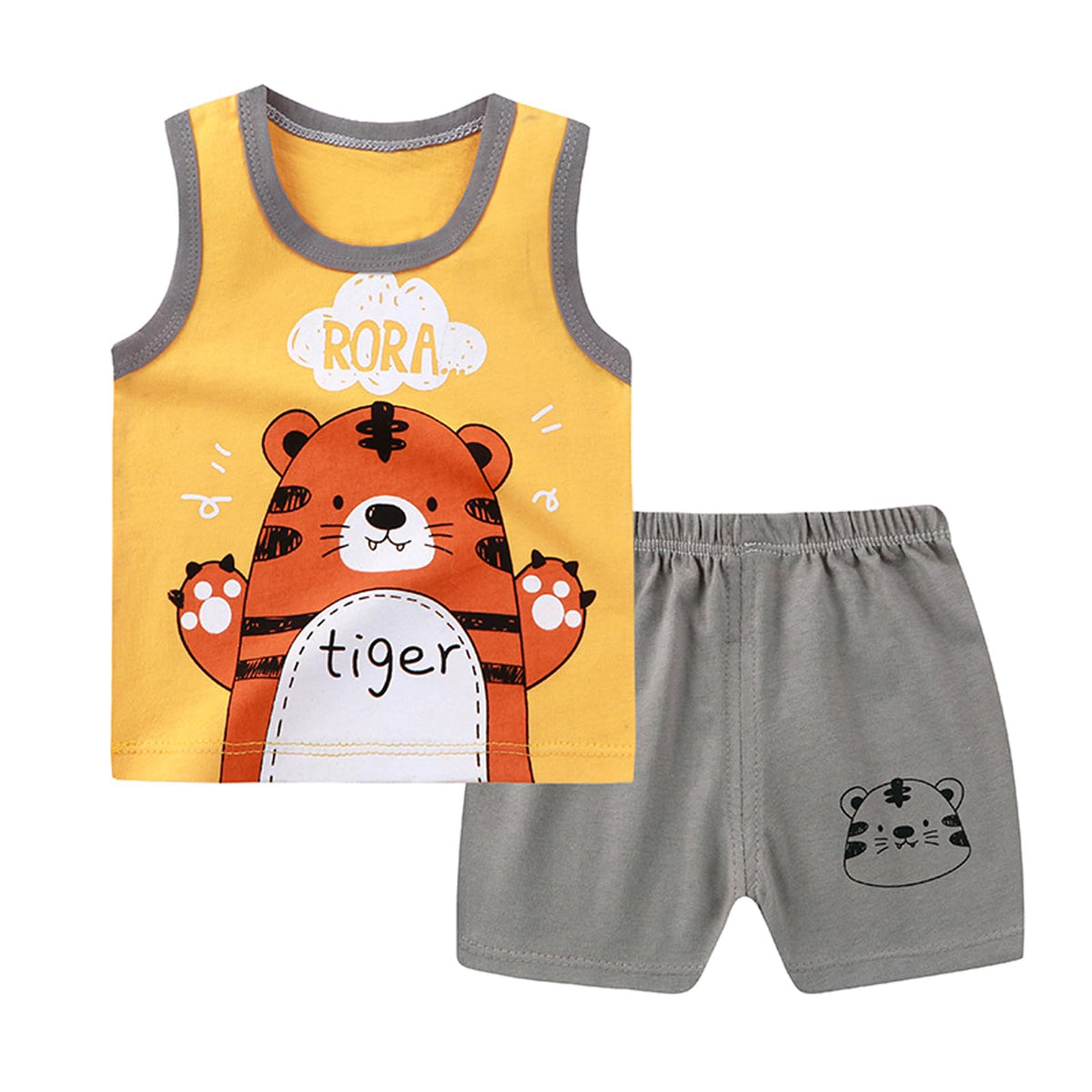 Toddler Boy 4pcs Tank Tops and Shorts Set Summer Outfits