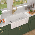 30 Inch Reversible White Farmhouse Sink - Country Style Fireclay Apron Front Farmhouse Kitchen Sink 30x18x10 Ceramic