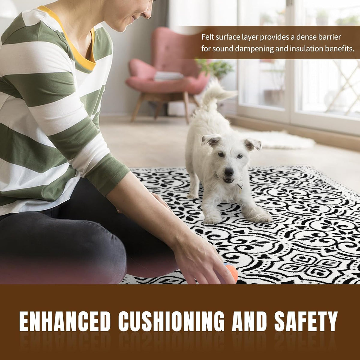5' x 7' Non Slip Rug Pad, 1/8" Felt Rubber Protective Padding - Set of 35