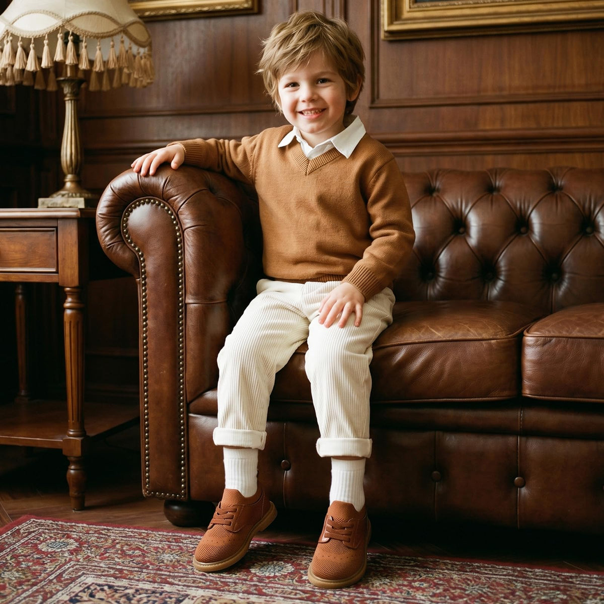 Wide Toddler Boys Dress Shoes Slip On Oxfords Sneakers Brown I4