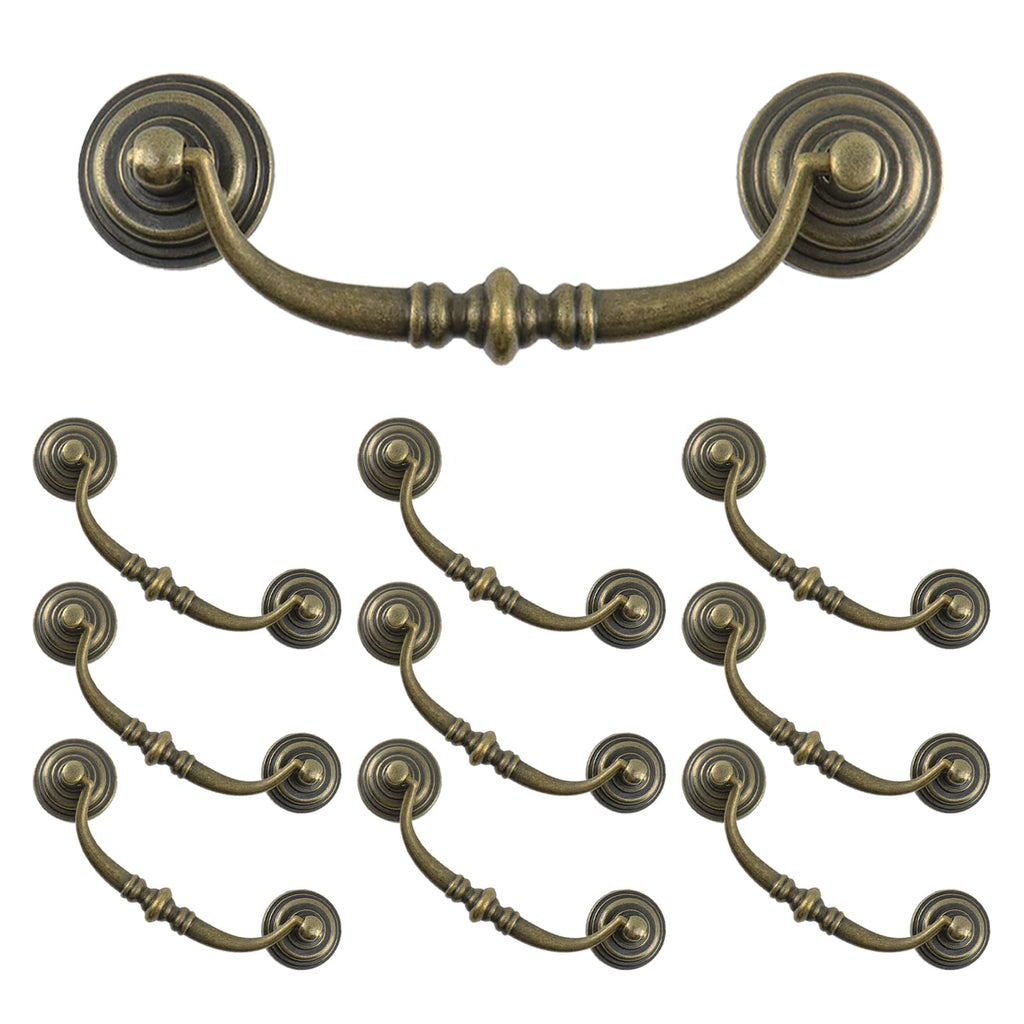 10Pcs Antique Drop Bail Pulls Handles 4Inch Hole Centers