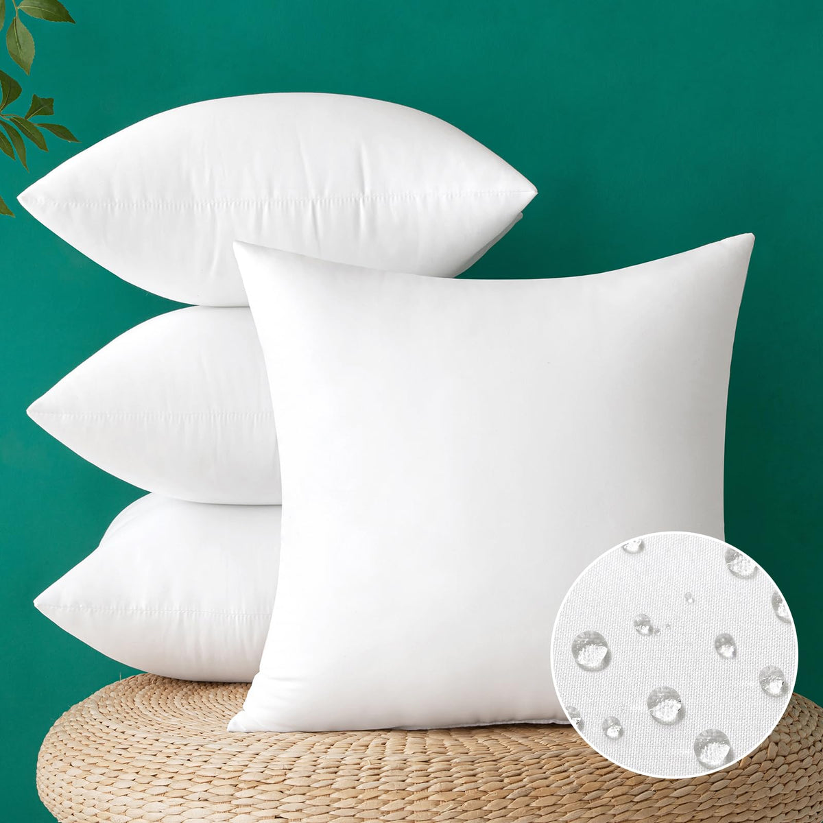 20x20 Inch Outdoor Pillow Inserts, Pack of 4 Waterproof Pillows