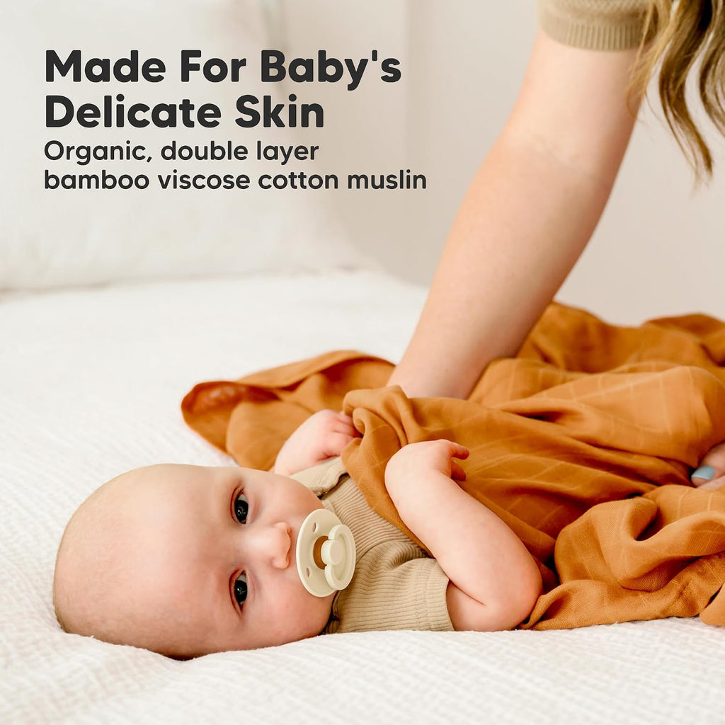 Pack Muslin Swaddle Blankets for Boys, Girls, Newborn Swaddles (Spice)