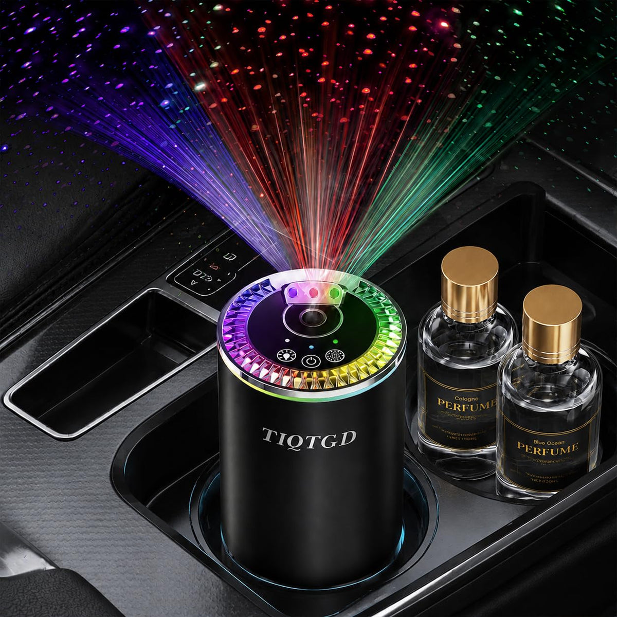 Smart Car Air Freshener, Car Air Freshener Diffuser with 3 Color Starry Sky Projection, Auto On/Off Aroma Diffuser, 3