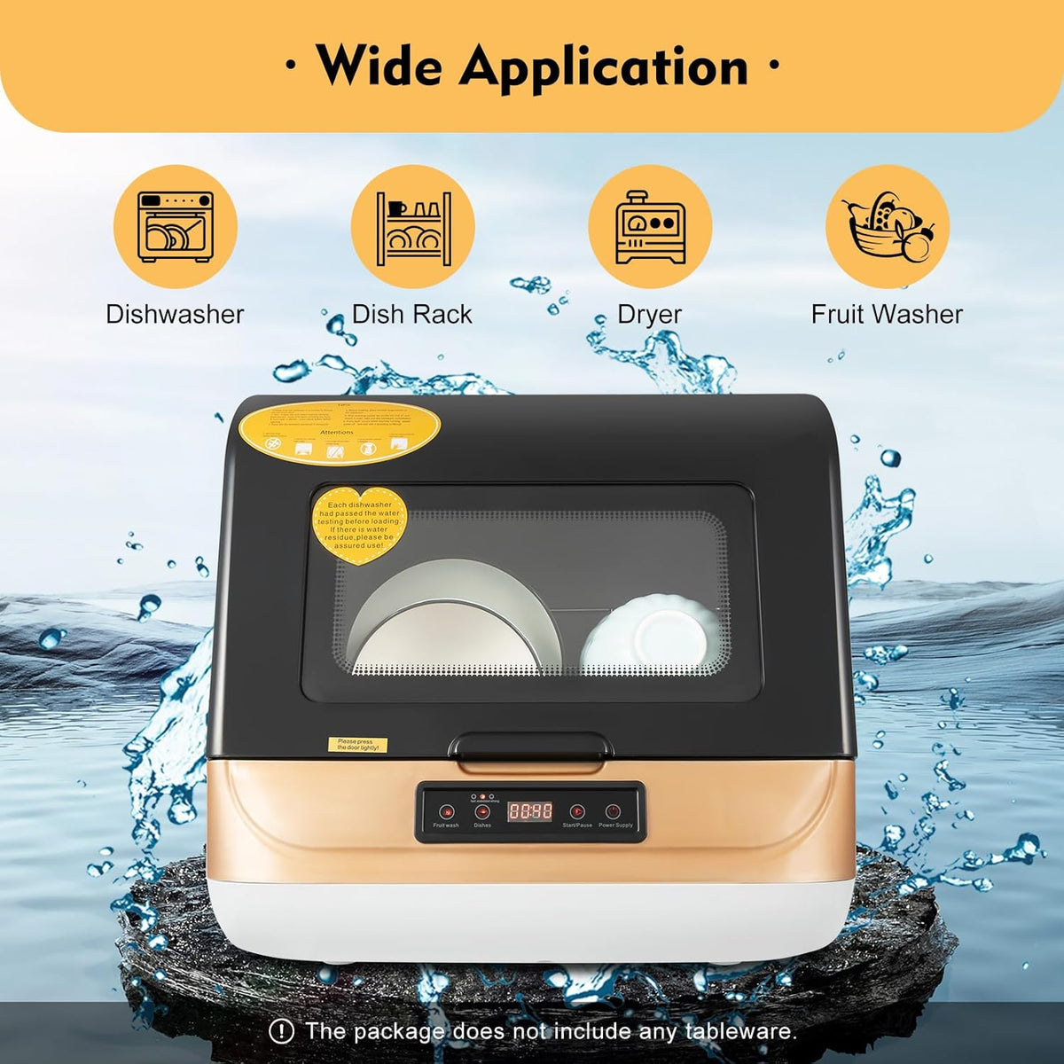 3-in-1 Countertop Dishwasher, 800W 12-20 Pieces Mini Dishwasher with 360° Rotating Spray