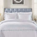 Embroidered Cotton Duvet Cover Set, Soft Bedding Covers, 1 Duvet Cover with Button Closure, 2 Pillow Shams, Greek Key