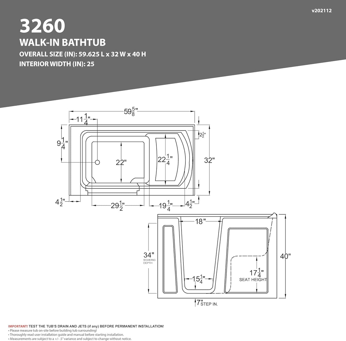 Tubs Series Wide Opening Door Right Drain Quick Fill Walk-In Soaking Tub in Biscuit Finish 32 in. x 60 in. | AMZ3260RBS