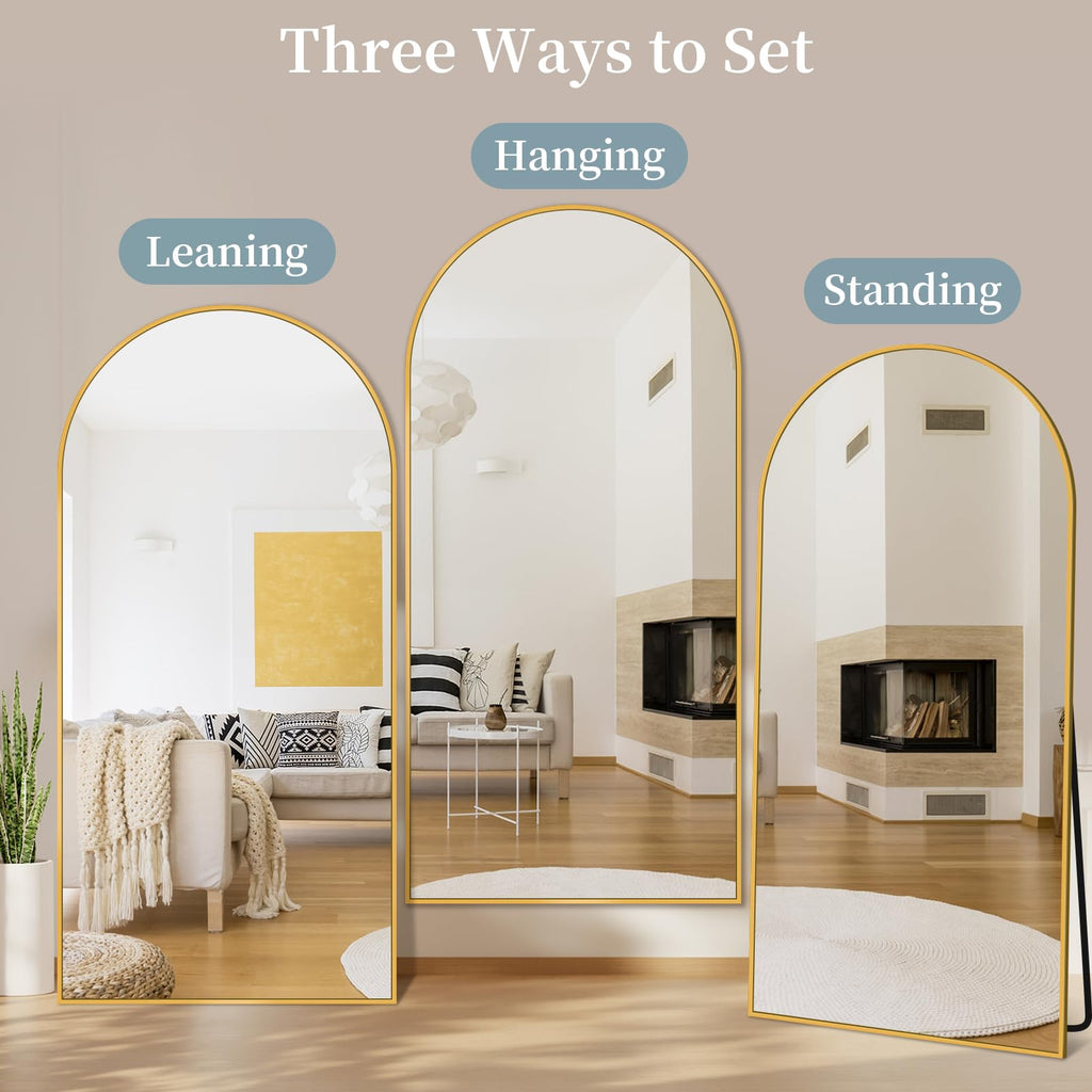 81"x41" Arched Full Length Mirror with Stand,Full Body Floor Mirror