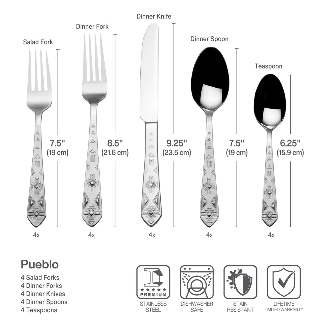 Pueblo 20-Piece Stainless Steel Flatware Set, Service for 4