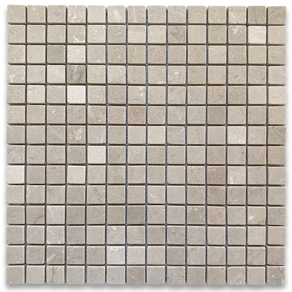 Crema Marfil Marble 3/4x3/4 Square Mosaic Tile Tumbled Kitchen Bath Wall Floor Backsplash Shower (1 Sheet)