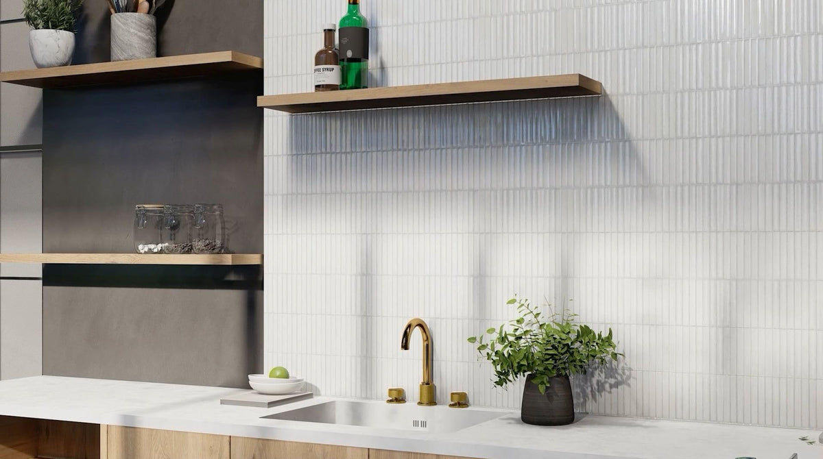 Ratsu Kit-Kat 4.5 in. x 9 in. Fluted Kit-Kat Porcelain Wall Tile (6.86 Sq. Ft. / Case) (Polar, Carton)
