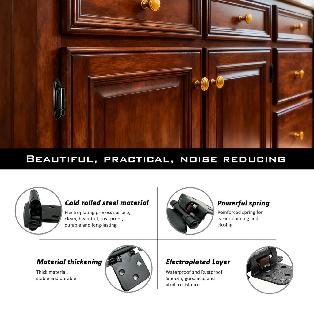 1/2" Overlay Black Cabinet Hinges 36 Pack Self Closing Cabinet Hinges