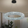 47.5-Inch Large Black Round Crystal Ring Chandelier for Foyers