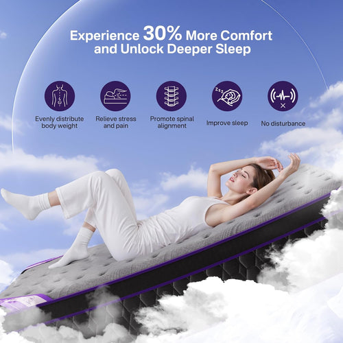 (Luxury Hotel) 16 Inch King Size Hybrid Mattress in a Box, Medium Firm | (2026 Upgraded) Mattress with Cooling-Gel
