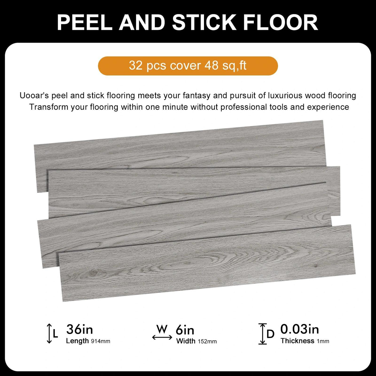 Peel and Stick Floor Tiles Waterproof Self Adhesive Vinyl Flooring