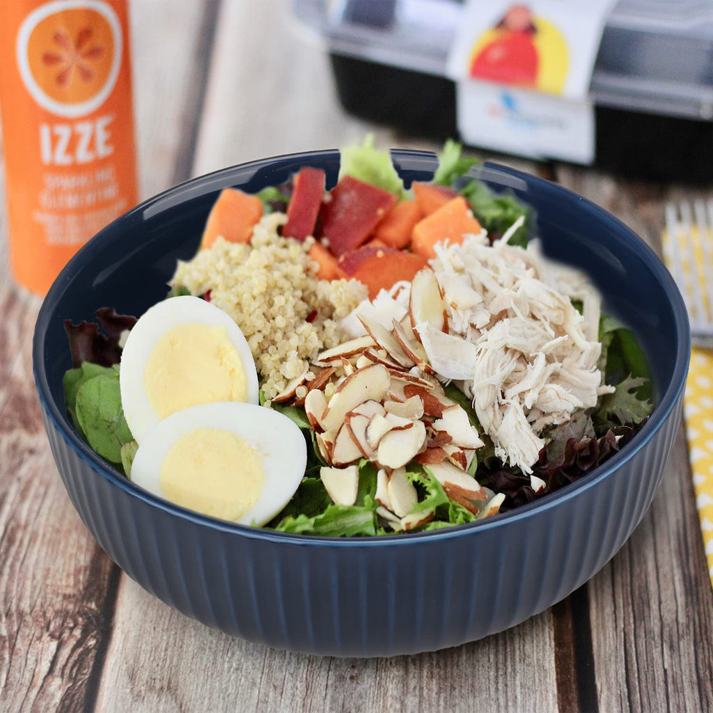95oz Extra Large Ceramic Salad Bowl, Navy Blue Dishwasher Safe