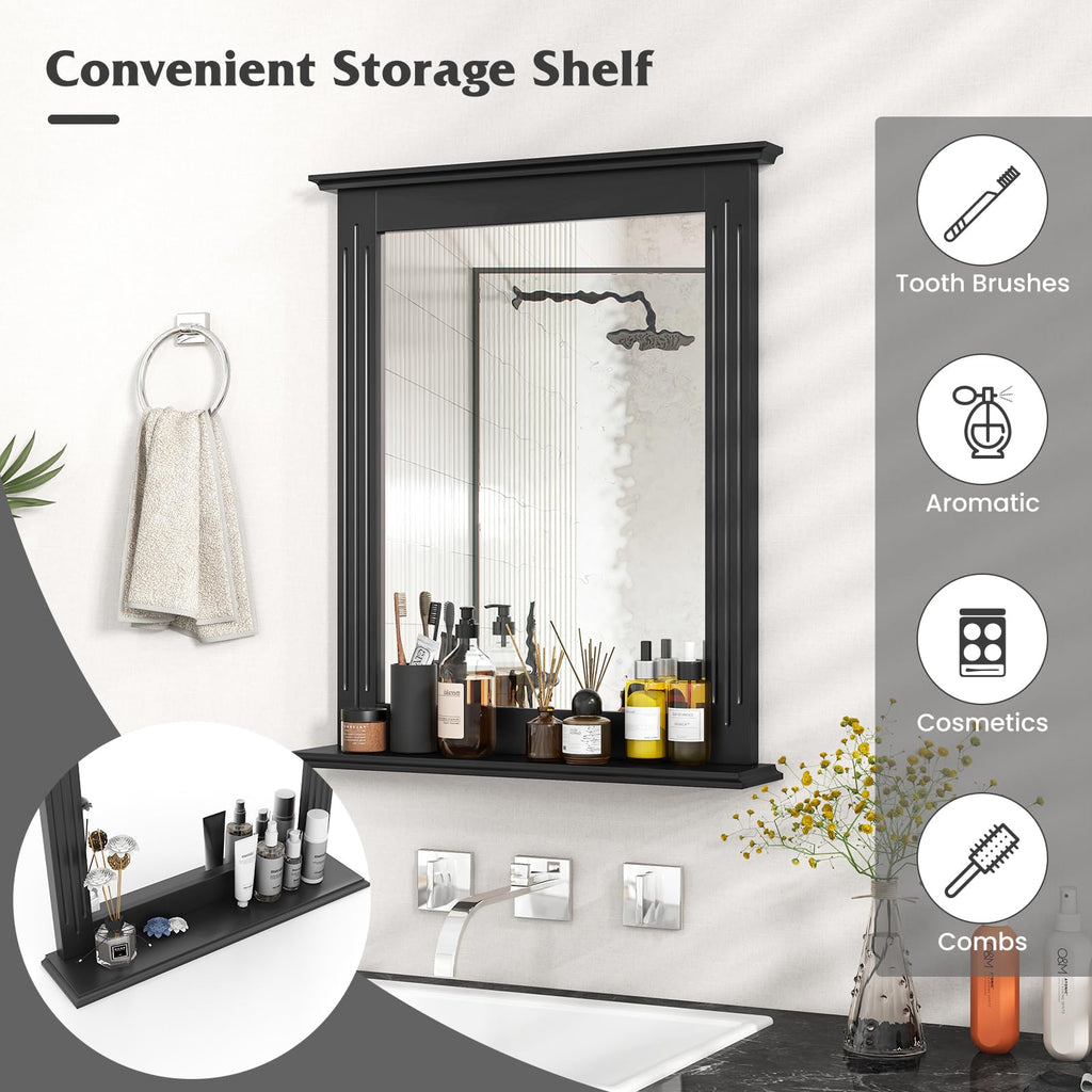 Bathroom Mirror with Shelf, Rectangle Over Sink Mirror
