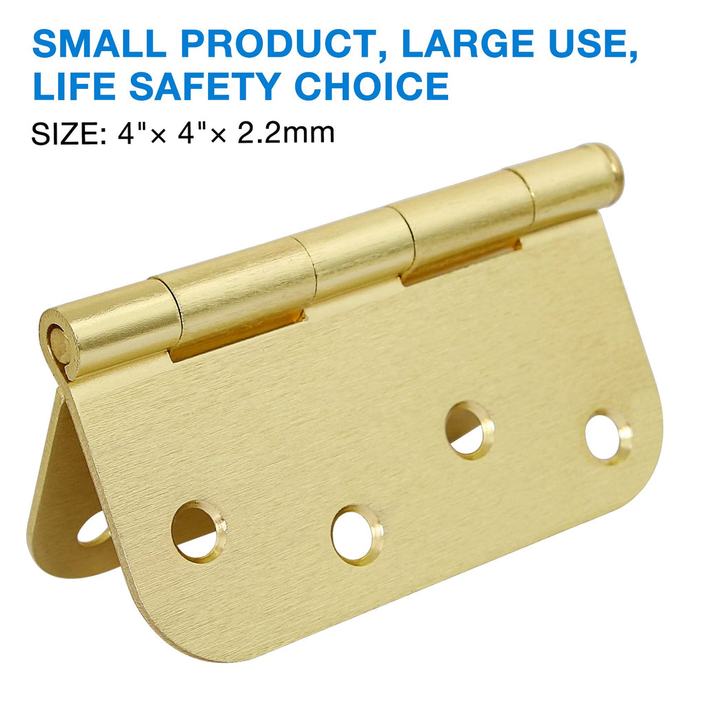12 Pack Interior Door Hinges 4 Inch Brushed Brass 5/8" Radius