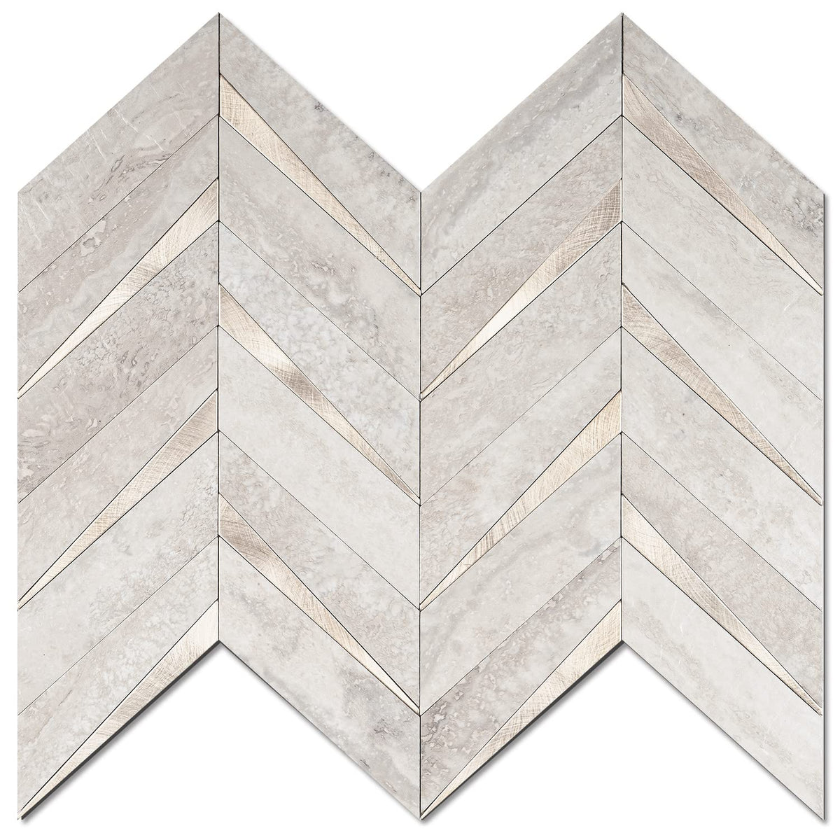 10-Sheet Herringbone Tile Peel and Stick Backsplash, Beige Mixed Metal Gold PVC Stick on Backsplash, Self Adhesive