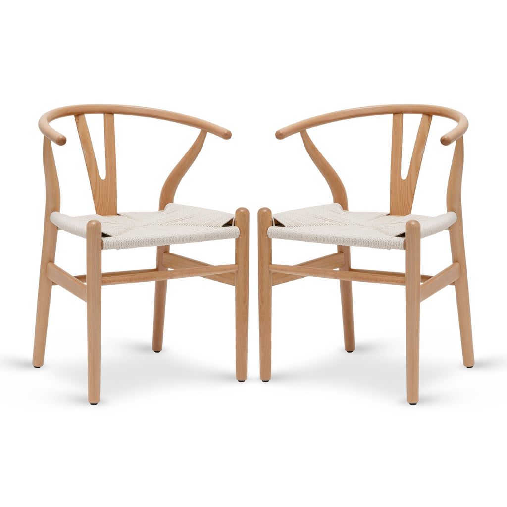 & BARK Weave Dining Chairs - Mid-Century Modern Wishbone Dining Chairs with Arms, Solid Wood Frame, Indoor Use