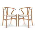 & BARK Weave Dining Chairs - Mid-Century Modern Wishbone Dining Chairs with Arms, Solid Wood Frame, Indoor Use