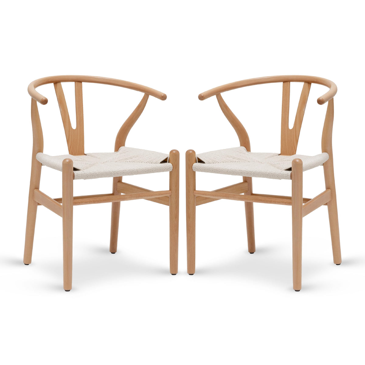 & BARK Weave Dining Chairs - Mid-Century Modern Wishbone Dining Chairs with Arms, Solid Wood Frame, Indoor Use