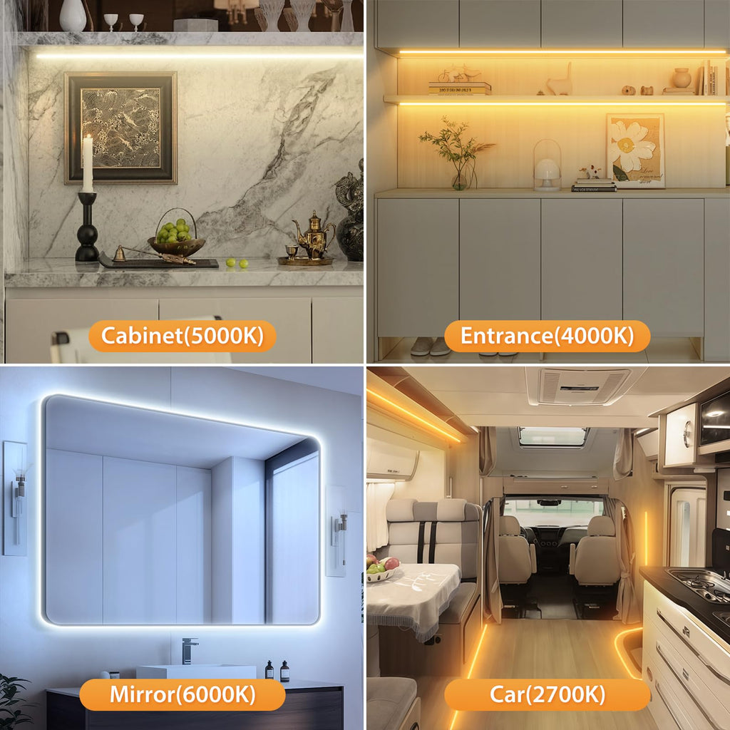 3 Pack 9.9FT Under Cabinet Lights Battery Powered with Remote, 12 Modes, Self-Adhesive, Flexible, Dimmable, Timer