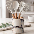 Calacatta Viola Marble Utensil Holder, Heavy Natural Stone Crock