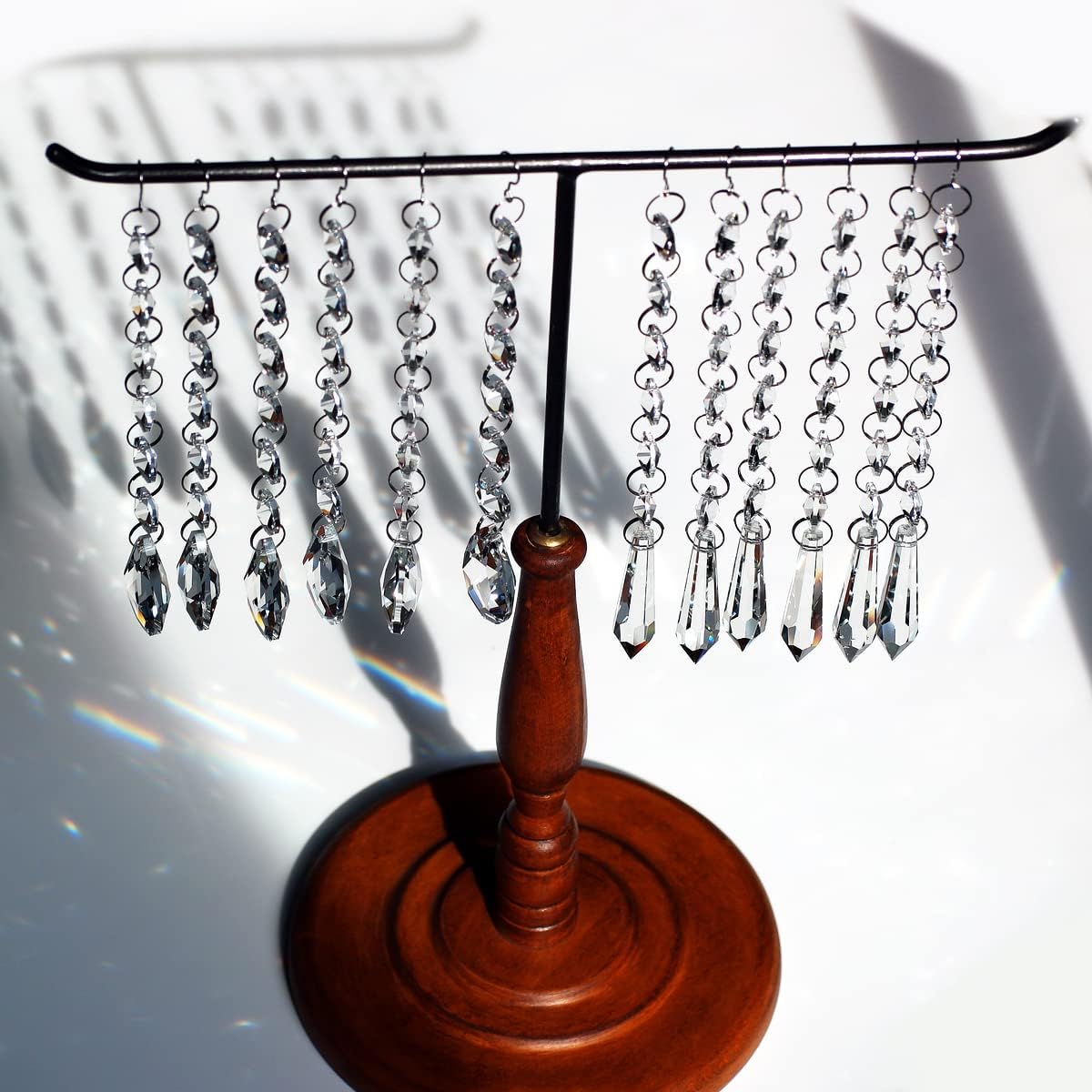 Teardrop Crystals Garland 12 Strands, Hanging Chandelier Crystals Clear - 38mm/55mm Glass Beads Chain for Decoration
