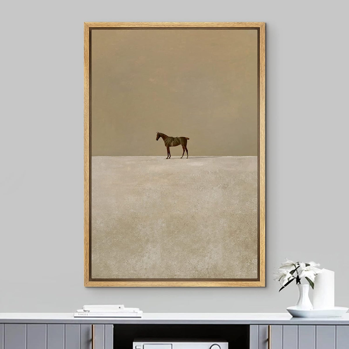Framed Canvas Print Wall Art Girls Bedroom Decor Trendy Horse Portrait Posters Animals Illustrations Modern Art