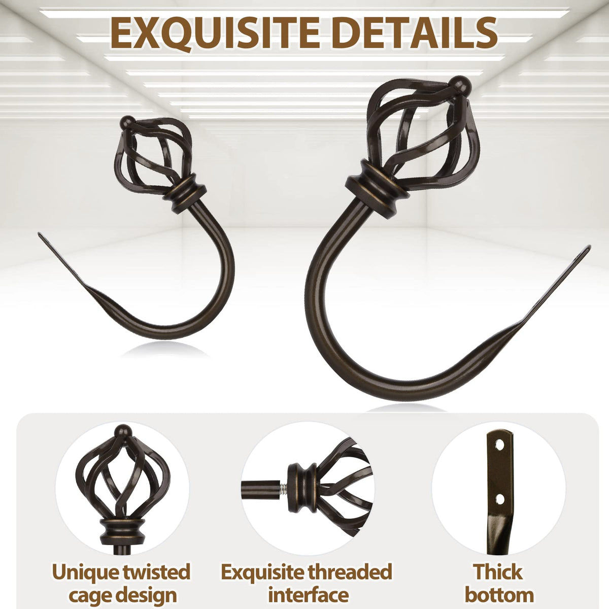 Curtain Drapery Holdbacks for Wall, 2 Pack Bronze Curtain Tiebacks