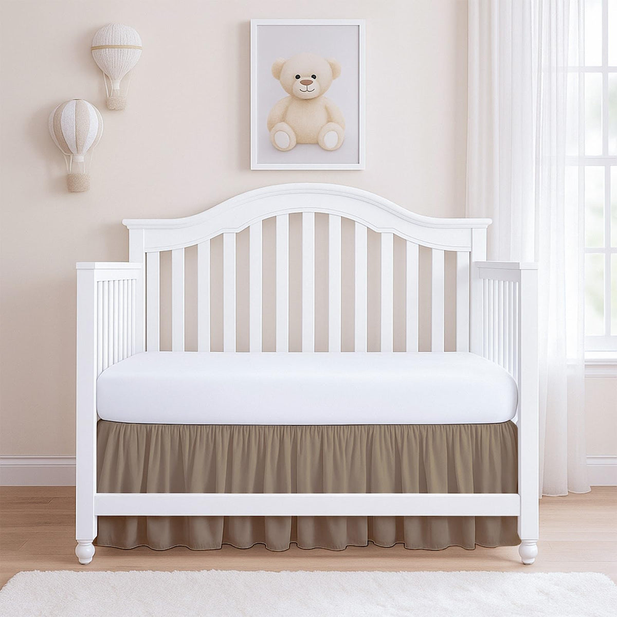 Ruffled Crib Bed Skirt, Microfiber, Dust Ruffle with Split Corners, 14" Drop, Nursery Toddler Bedding for Baby Boys