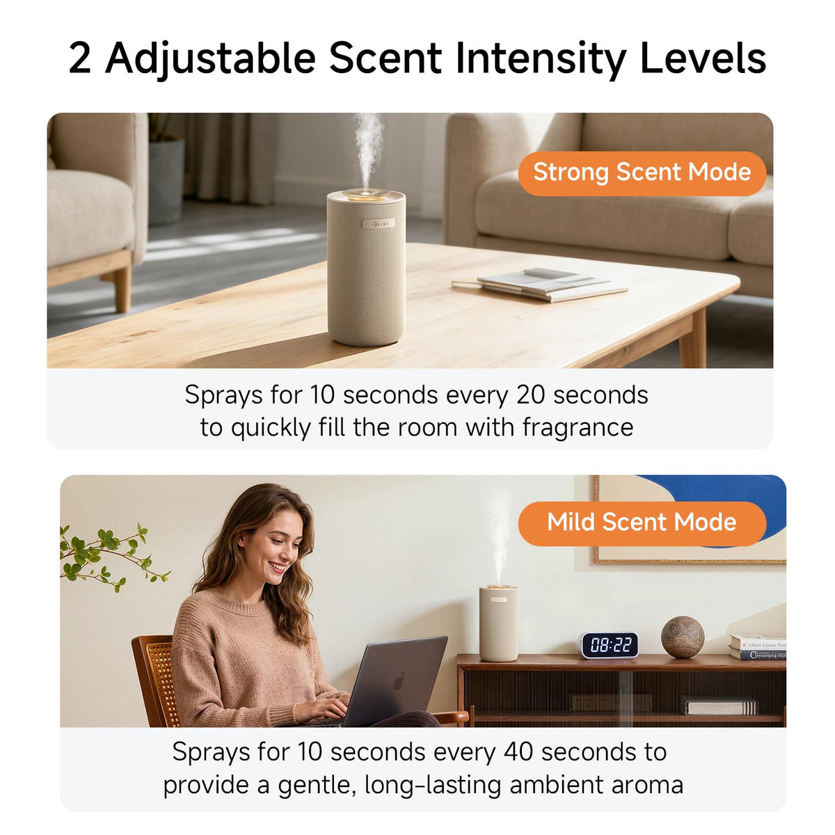 Waterless Essential Oil Diffuser & Car, Cordless Scent Diffuser