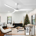 52-Inch White Three-Blade Ceiling Fan with Integrated Light and Remote
