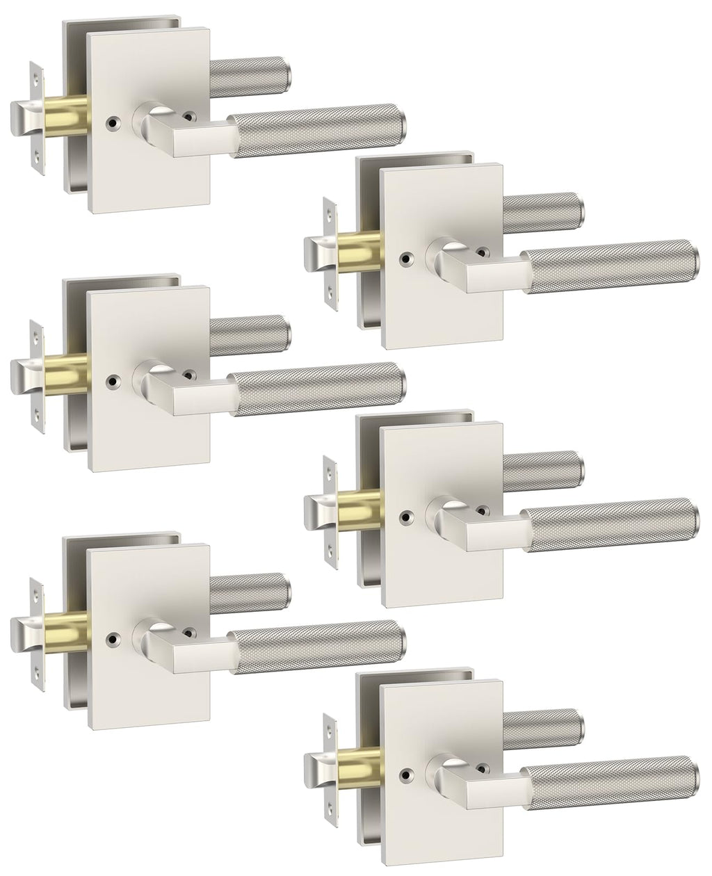 6 Pack Brushed Satin Nickel Passage Door Handles