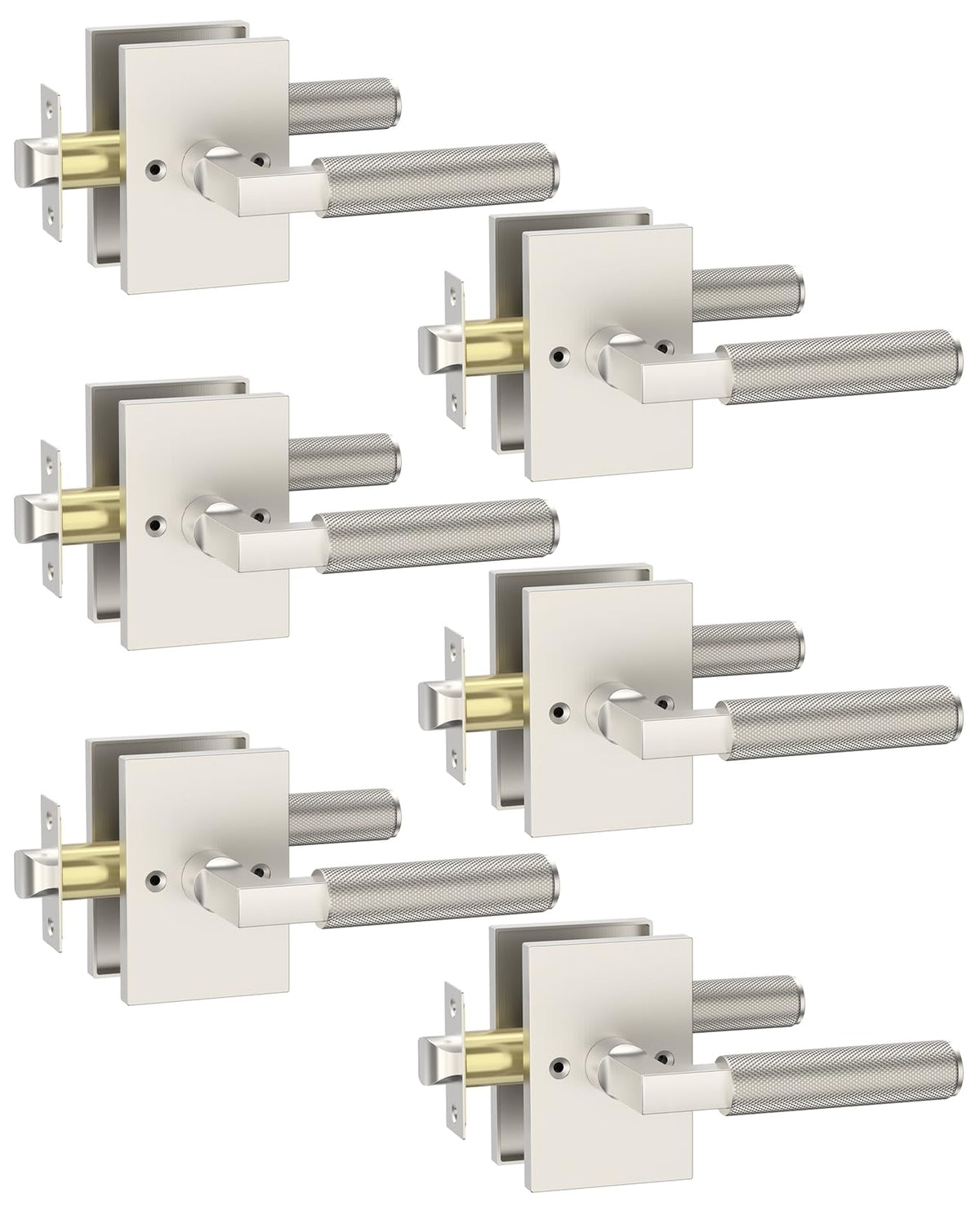 6 Pack Brushed Satin Nickel Passage Door Handles