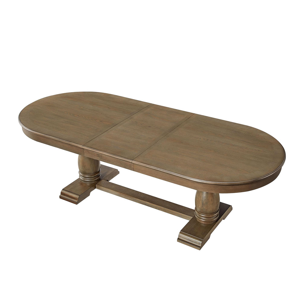 102'' Extendable Dining Table Kitchen Table for 6-10, Solid Wood Expandable Kitchen Table Oval Multifunctional Dining