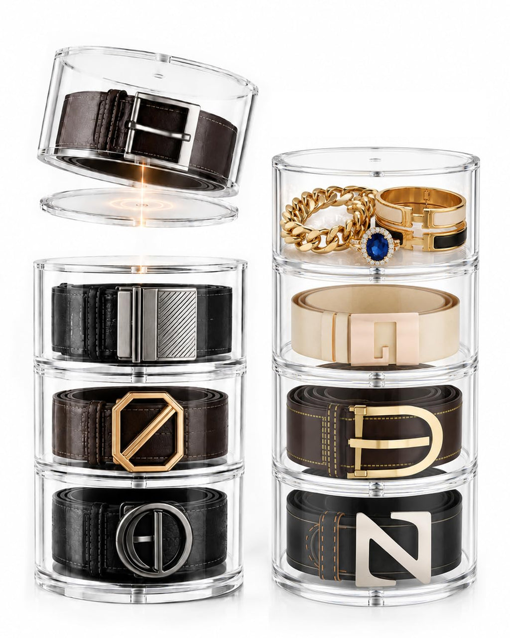 Belt Organizer for Closet, Acrylic Belt Display Storage, Magnetic