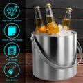 Ice Bucket with Lid Strainer Tong,2QT Double Walled Stainless Steel Insulated Ice Bucket Container,Good Sealing Ice