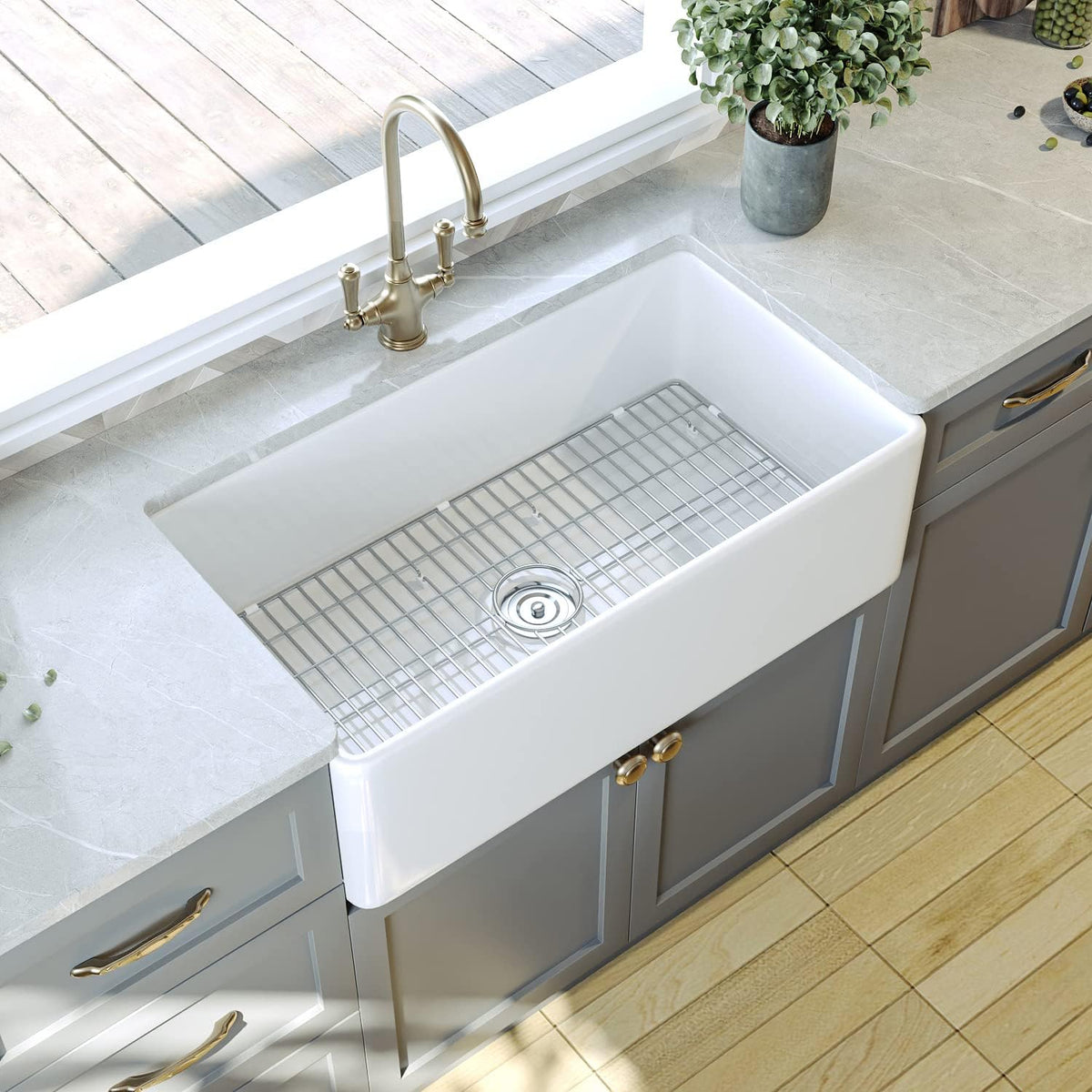 Farmhouse Kitchen Sink 33 Inch White Undermount Kitchen Sink