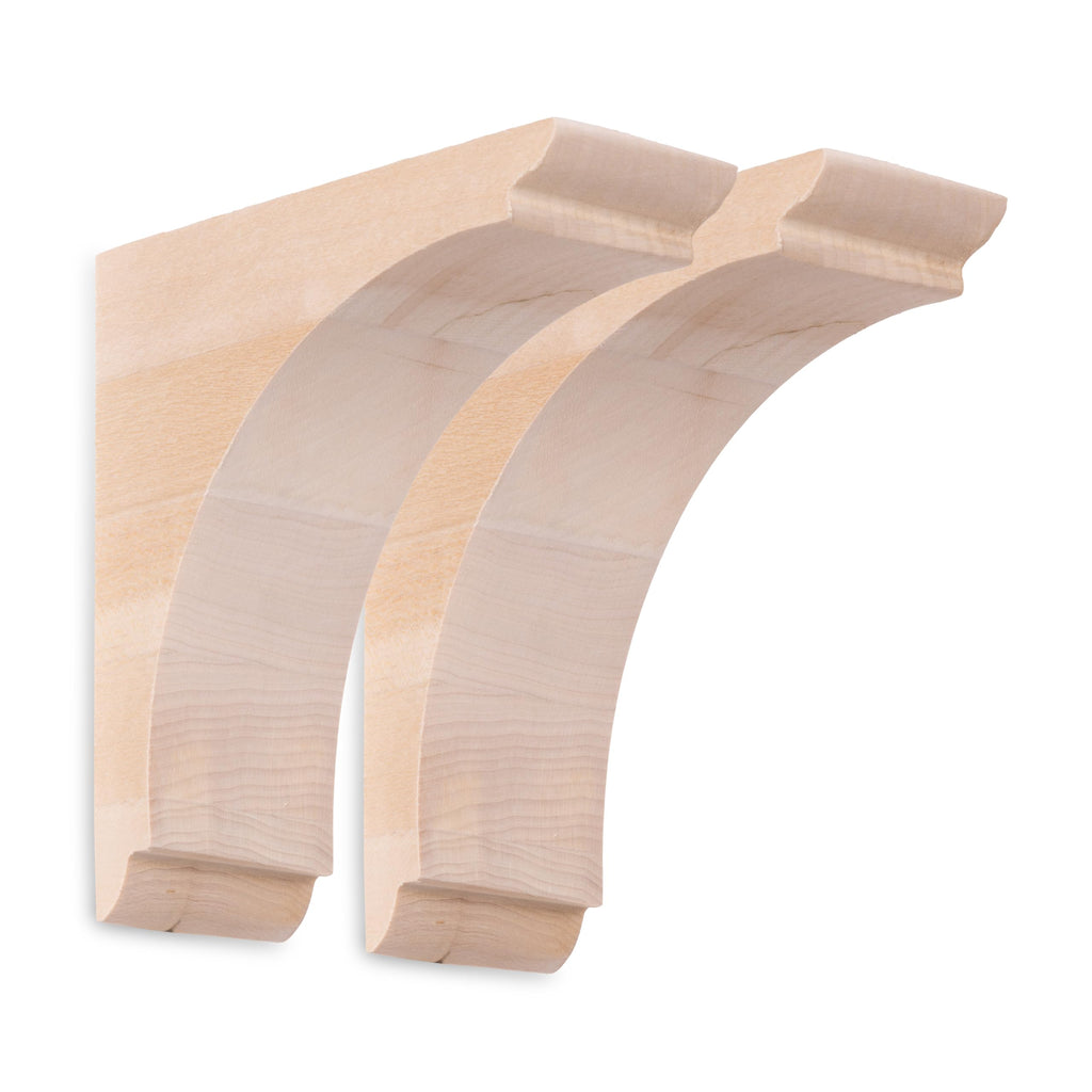 Arch Corbel (2 Count, Small) | 5" x 5" x 13⁄4" Unfinished Hardwood Bracket w/Pre-Installed Keyhole Plate | Decorative