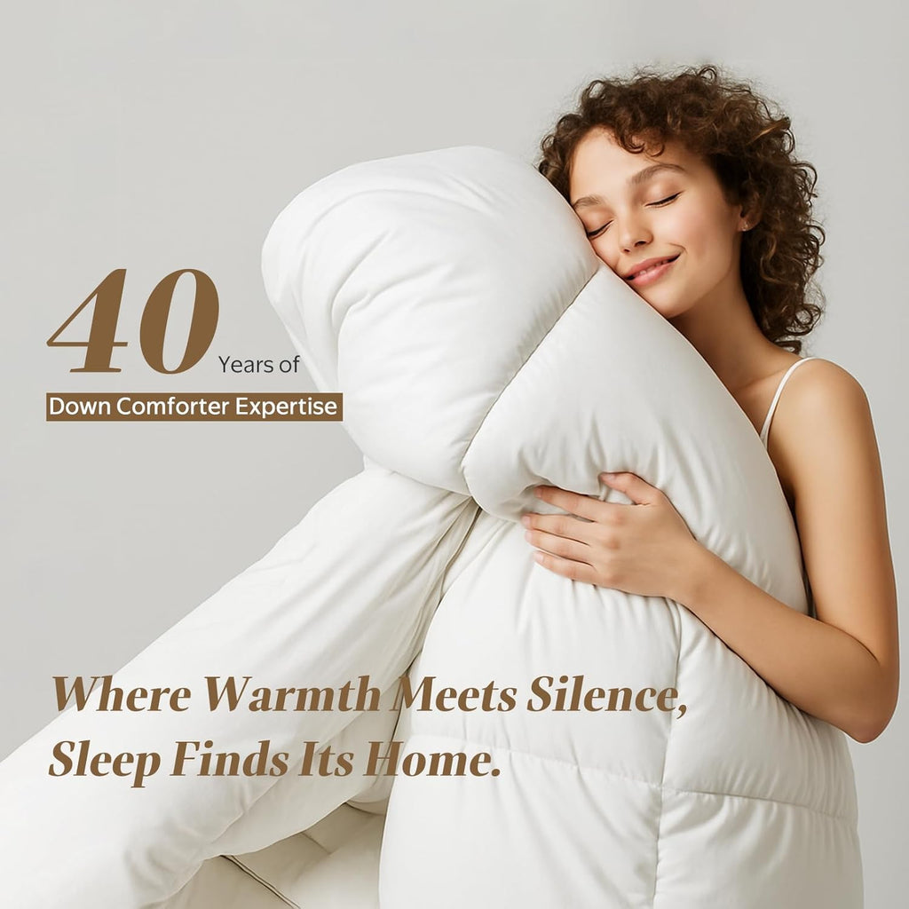 Luxury Feather Down Fiber Comforter, Ultra-Soft Cotton-Blend Fabric