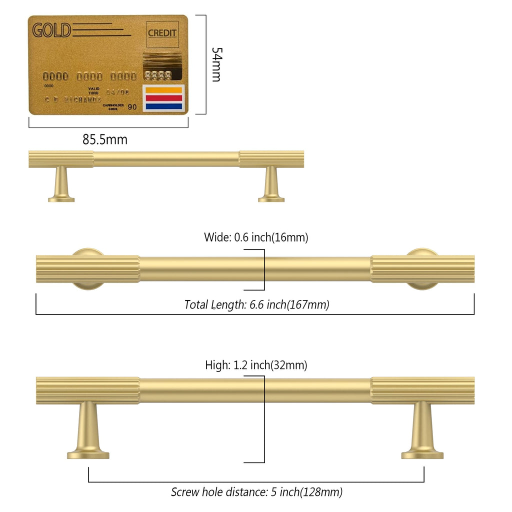 10 Pack Brushed Gold Cabinet Pulls 5"