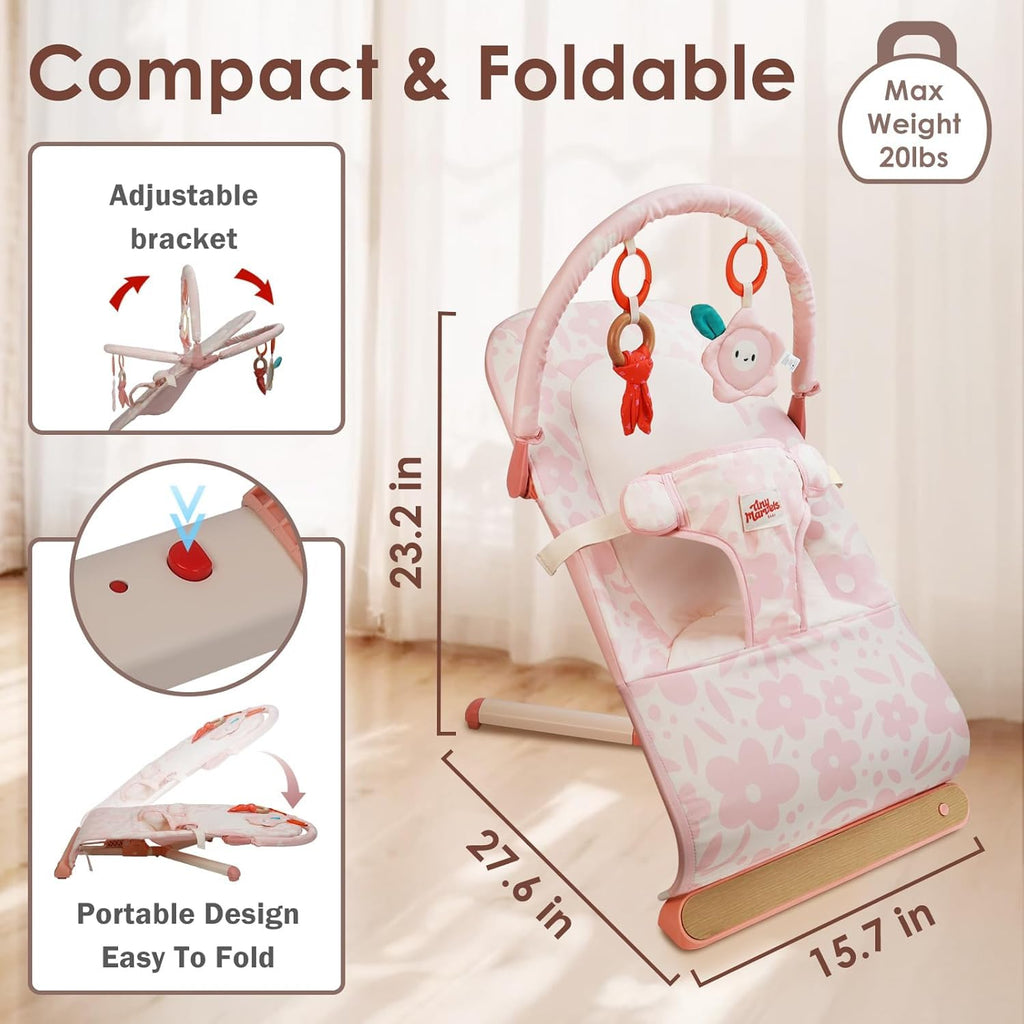 Portable Foldable Baby Bouncer with Ergonomic & Music, 0
