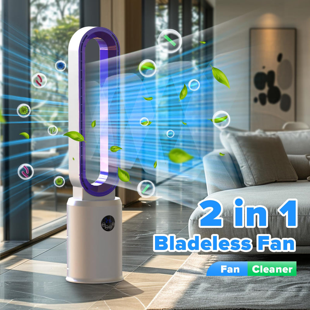 38" Bladeless Tower Fan , Quiet Standing Floor Fans