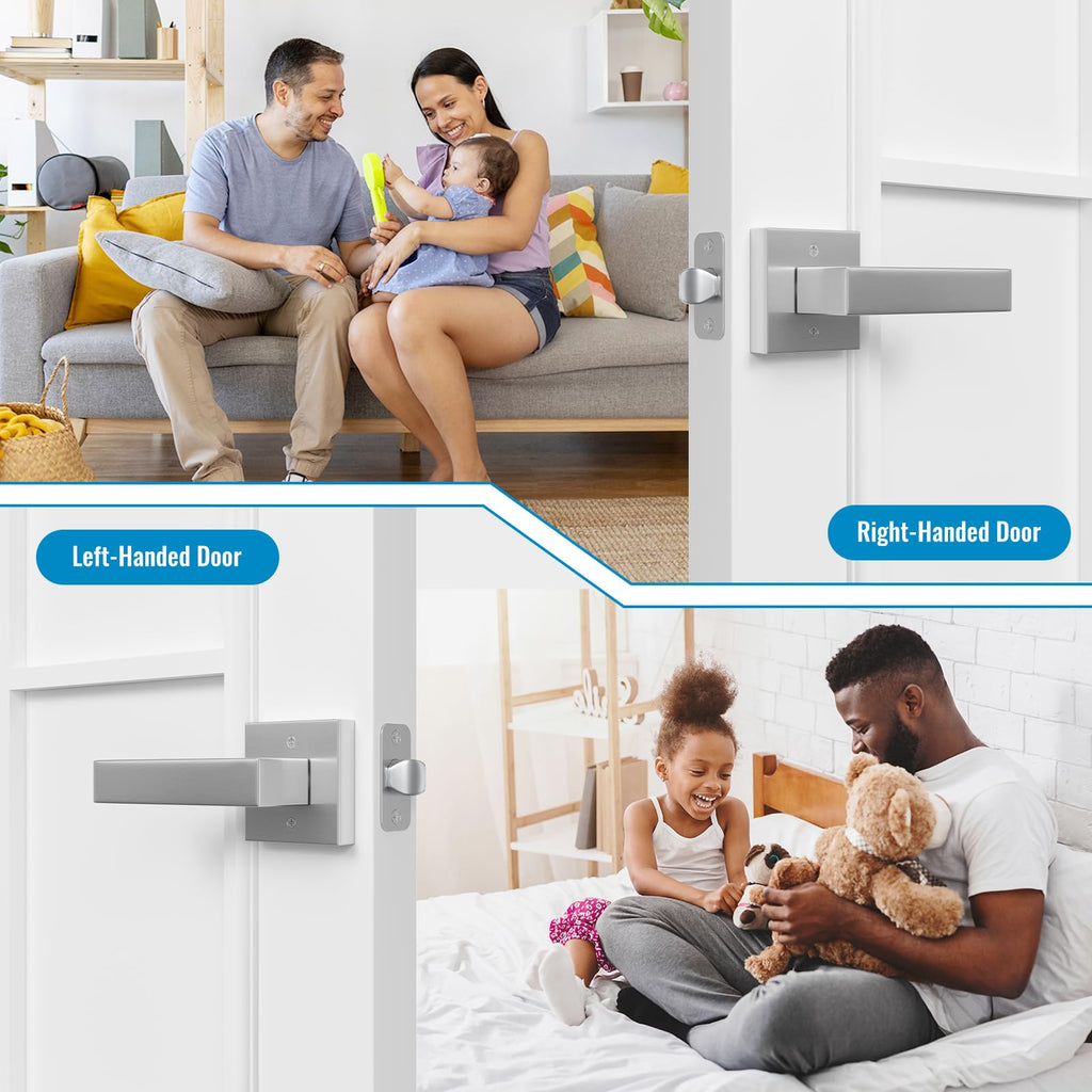 10 Pack Interior Passage Door Levers Keyless Handles Satin Nickel