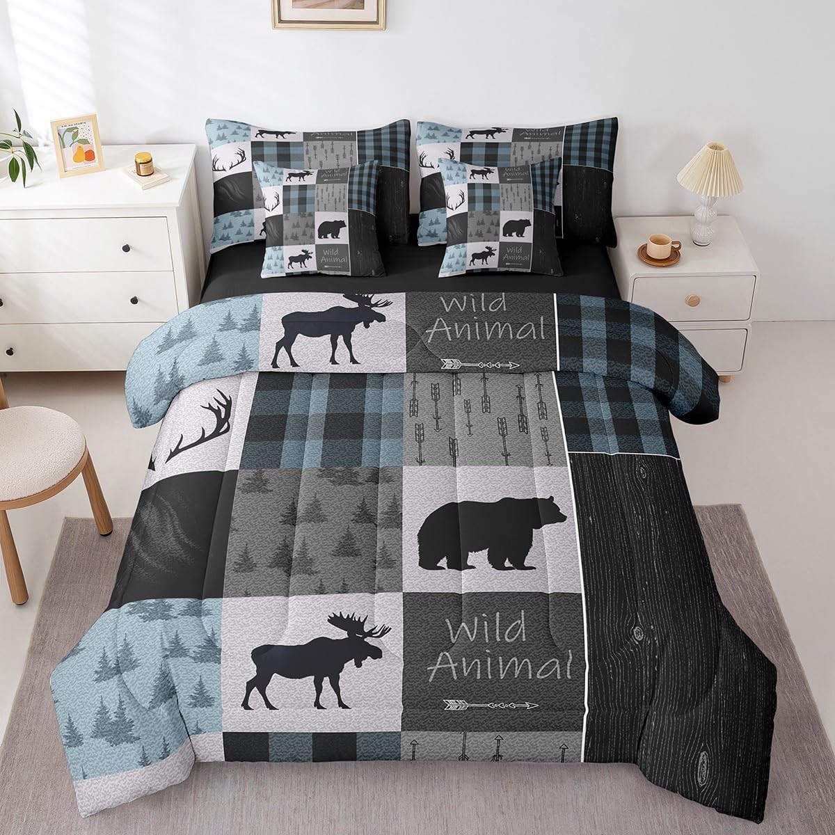 Bear Wild Animal Comforter Set Bed in a Bag