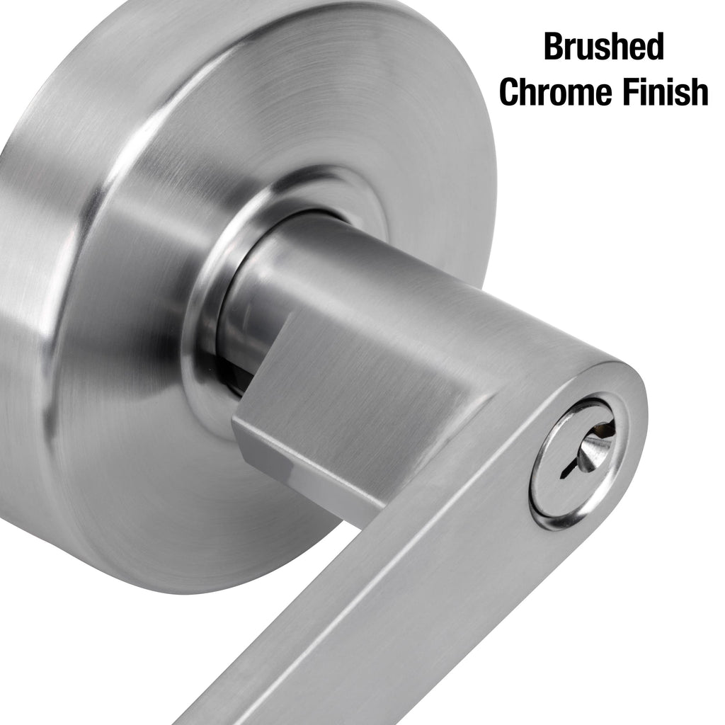 Keyed Entry Door Lock, Commercial Grade Chrome Lever SLCHKE26D